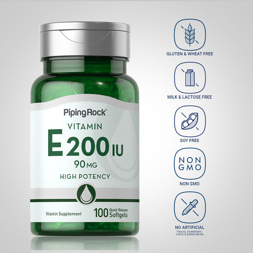 Vitamin E, 200 IU, 100 Quick Release Softgels-Dietary Attribute