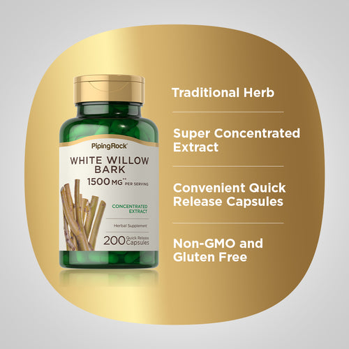 White Willow Bark, 1500 mg (per serving), 200 Quick Release Capsules Benefits