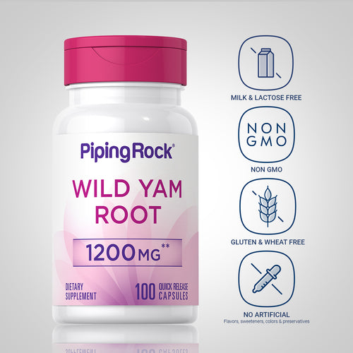 Wild Yam Root, 1200 mg, 100 Quick Release Capsules-Dietary Attribute