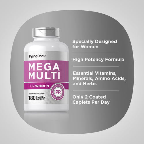 Mega-multi-vitaminer for kvinner 180 Belagte kapsler       