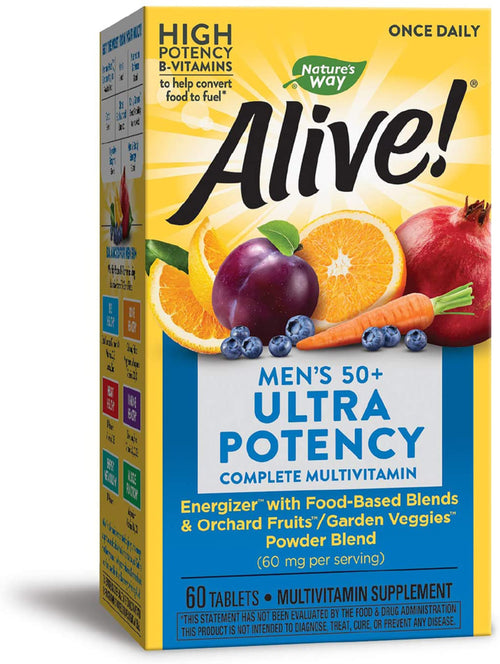 Alive! Once Daily Men's 50+ Multi-Vitamin Ultra Potency -monivitamiini 60 Tabletit       