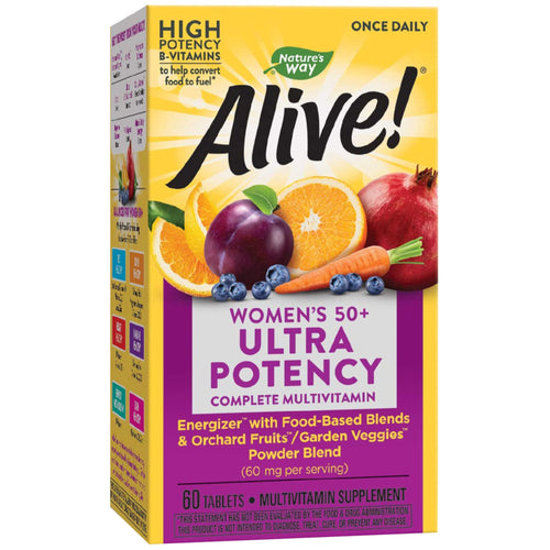 Alive! En-om-dagen multivitamin för kvinnor 50+ 60 Tabletter       