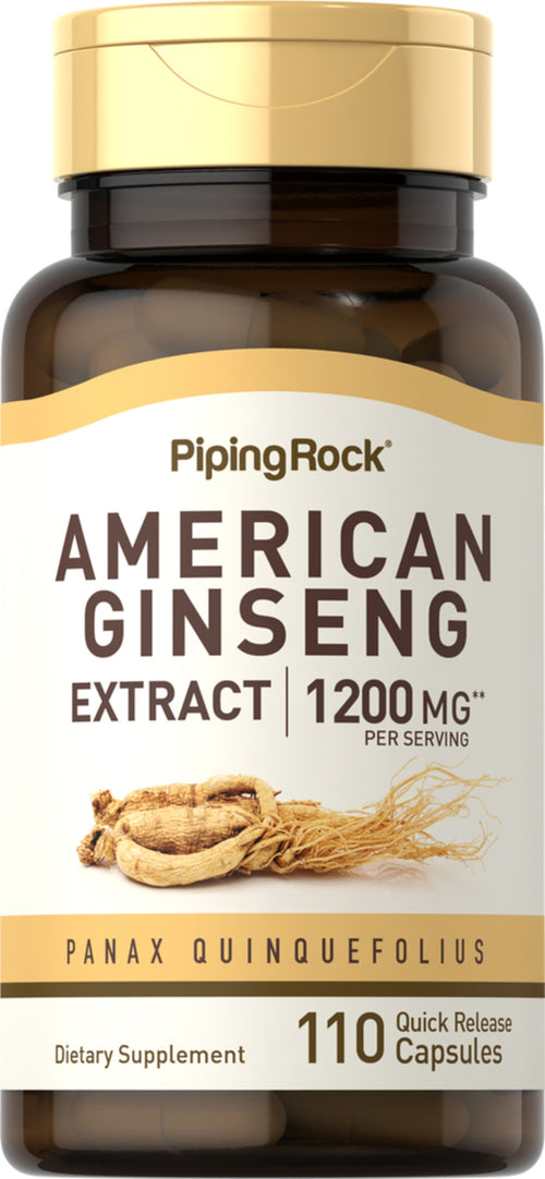 American Ginseng, 1200 mg (per serving), 110 Quick Release Capsules Bottle