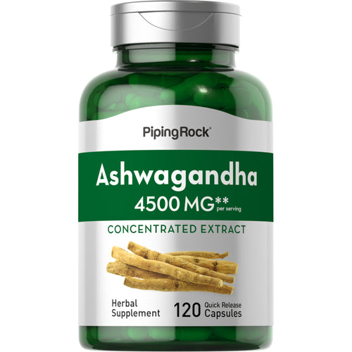 Ashwagandha 4500 mg (por porción) 120 Cápsulas de liberación rápida     