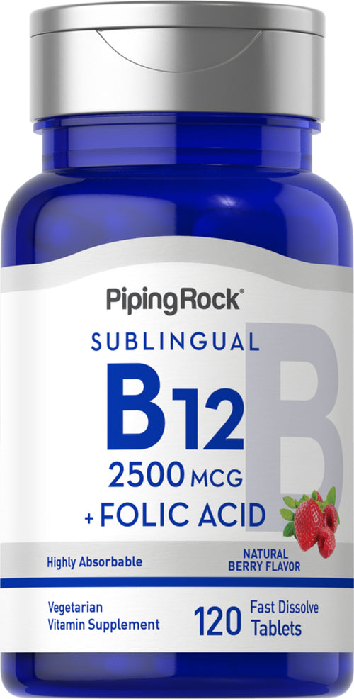 B12 2500 mcg + folsyra 400 mcg 120 Snabbupplösande tabletter       