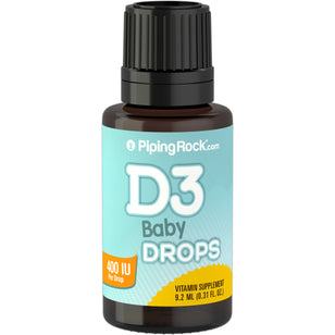 Baby D3 druppels vloeibare vitamine D 400 IE 365 porties 9.2 ml 0.31 fl oz oz    