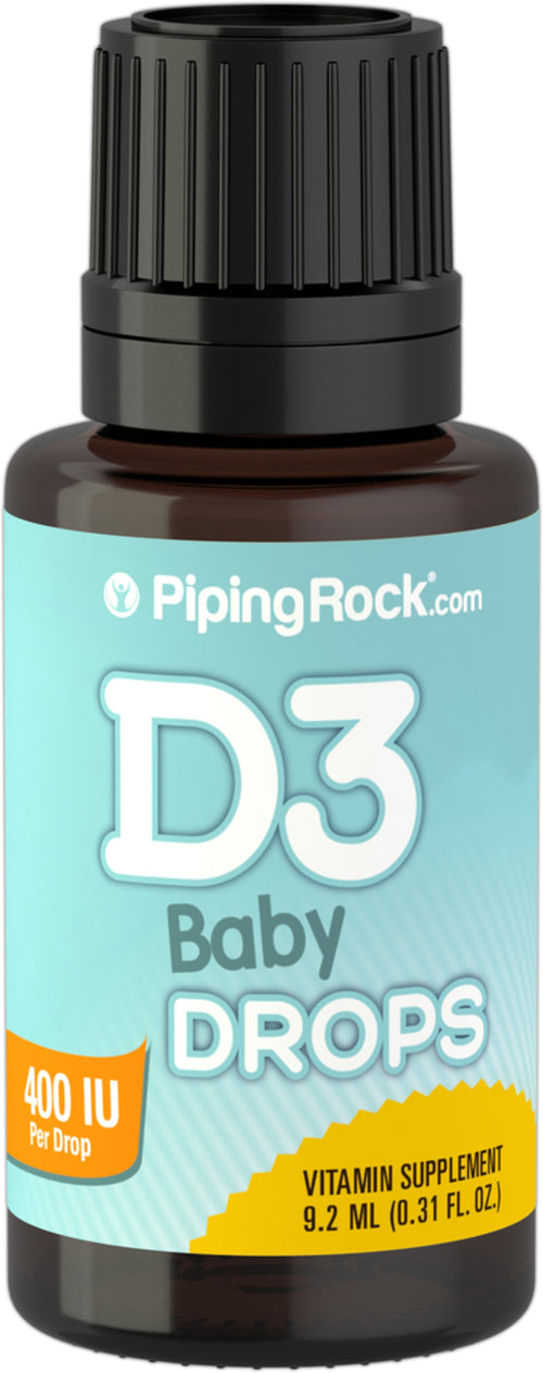 Gotas líquidas D3 para bebés, vitamina D 400 IU 365 dosis 9.2 ml 0.31 fl oz oz    