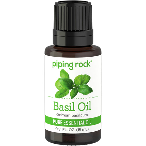 Basil Pure Essential Oil (GC/MS Tested), 1/2 fl oz (15 mL) Dropper Bottle