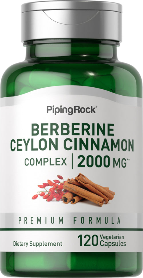 Complexe de berbérine et de cannelle de Ceylan 2000 mg 120 Gélules végétales     