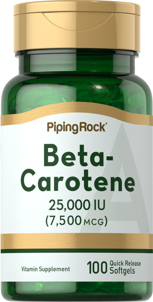 Beta Carotene (Vitamin A), 25,000 IU, 100 Quick Release Softgels Bottle