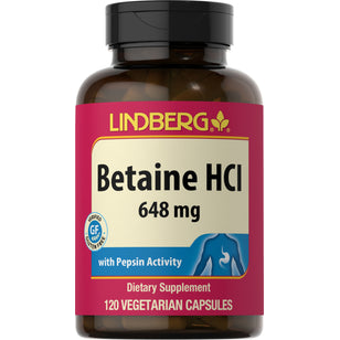 Betaine HCl 648 mg with Pepsin Activity, 120 Vegetarian Capsules