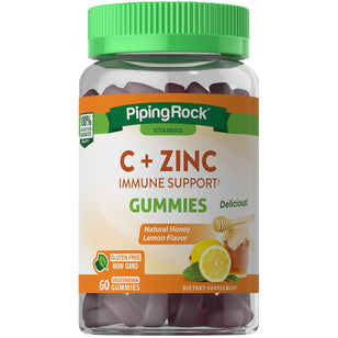 C + Zinc Immune Support Gummies (Natural Honey Lemon), 60 Vegetarian Gummies