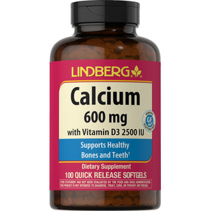 Calcium 600 mg met vitamine D3 2500 IU 100 Snel afgevende softgels       