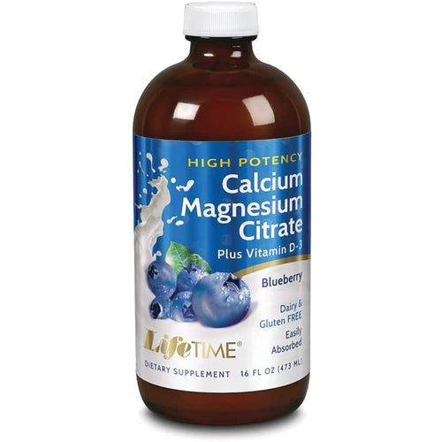 Cytrynian magnezu i wapnia z witaminą D3 w płynie (jagoda leśna) 16 Uncje sześcienne 473 ml Butelka    