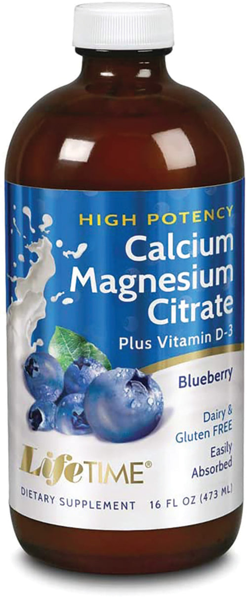 Kalsium-magnesiumsitraatti plus D3 -neste (mustikka) 16 fl oz 473 ml Pullo    