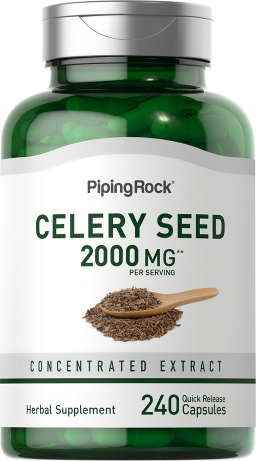 Seminţe de ţelină  2000 mg (per porție) 240 Capsule cu eliberare rapidă     
