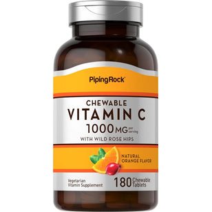 Chewable Vitamin C (Natural Orange), 1000 mg (per serving), 180 Chewable Tablets Bottle