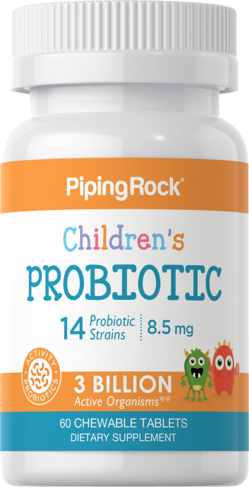 Probiotika for barn, 14 stammer, 3 milliarder organismer (naturlig bær) 60 Tabletter som kan tygges       