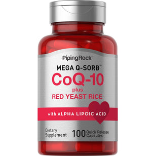 CoQ10 com levedura de arroz vermelho 100 Cápsulas de Rápida Absorção       