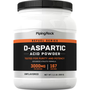 Poudre d'acide D-aspartique 3000 mg 500 g 17.64 once Bouteille  