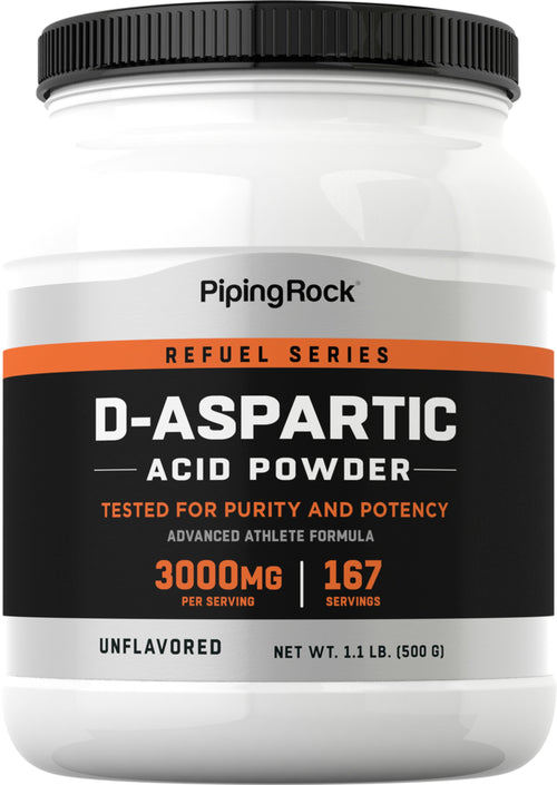 D-asparatiinihappojauhe 3000 mg 500 g 17.64 oz Pullo  