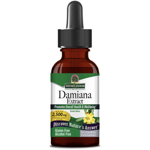Damiana Leaf Liquid Extract Alcohol Free, 1 fl oz (30ml) Dropper Bottle