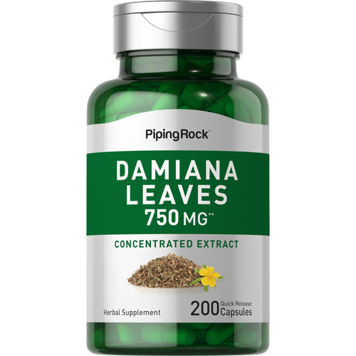 Liście Damiany  750 mg 200 Kapsułki o szybkim uwalnianiu     