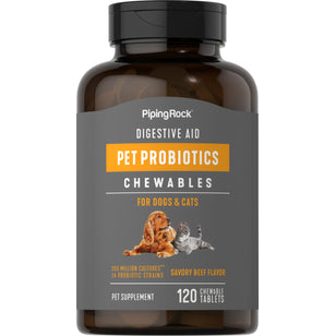 Ayuda a la digestión con probióticos para perros y gatos 120 Tabletas masticables       