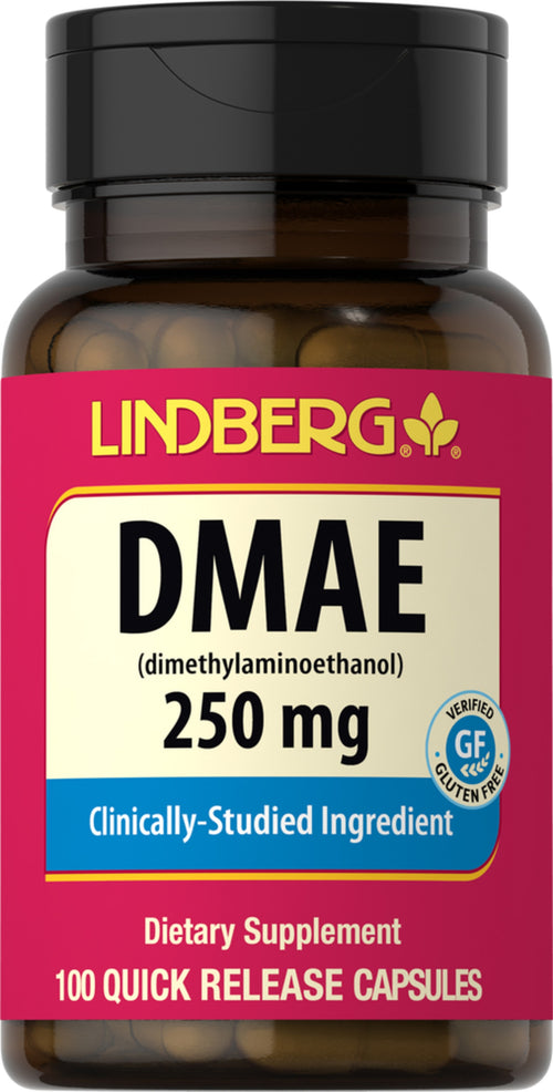 DMAE (Dimethylaminoethanol) 250 mg 100 Kapsler for hurtig frigivelse     