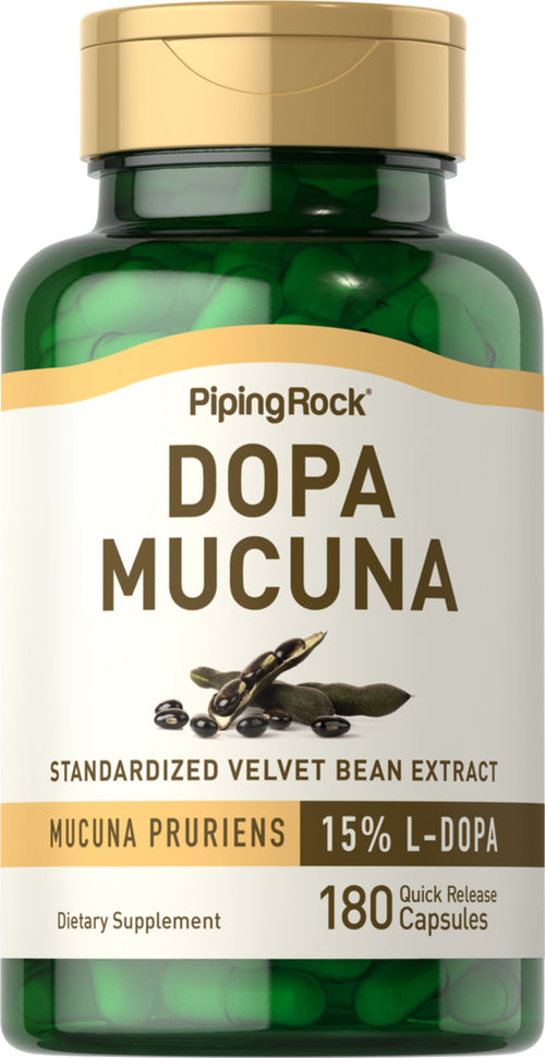 DOPA Mucuna Pruriens - Estandarizado 350 mg 180 Cápsulas de liberación rápida     