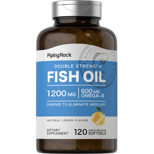 Omega-3 Fischöl mit Zitronenaroma Double Strength  1200 mg 120 Softgele mit schneller Freisetzung     