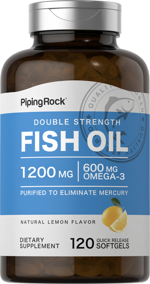 Dubbel Styrka Omega-3 Fiskolja Med Citronsmak 1200 mg 120 Snabbverkande gelékapslar     