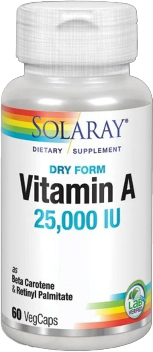 Vitamine A sèche 25,000 IU 60 Gélules végétales     