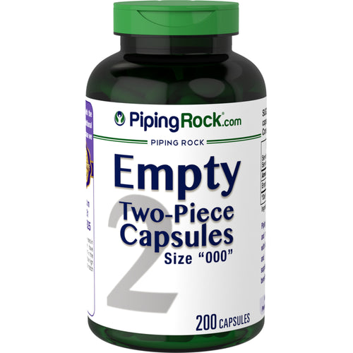 Empty Capsules Size "000", 200 Quick Release Capsules Bottle