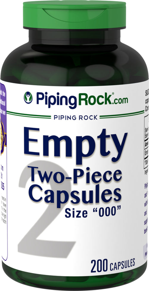 Empty Capsules Size "000", 200 Quick Release Capsules Bottle