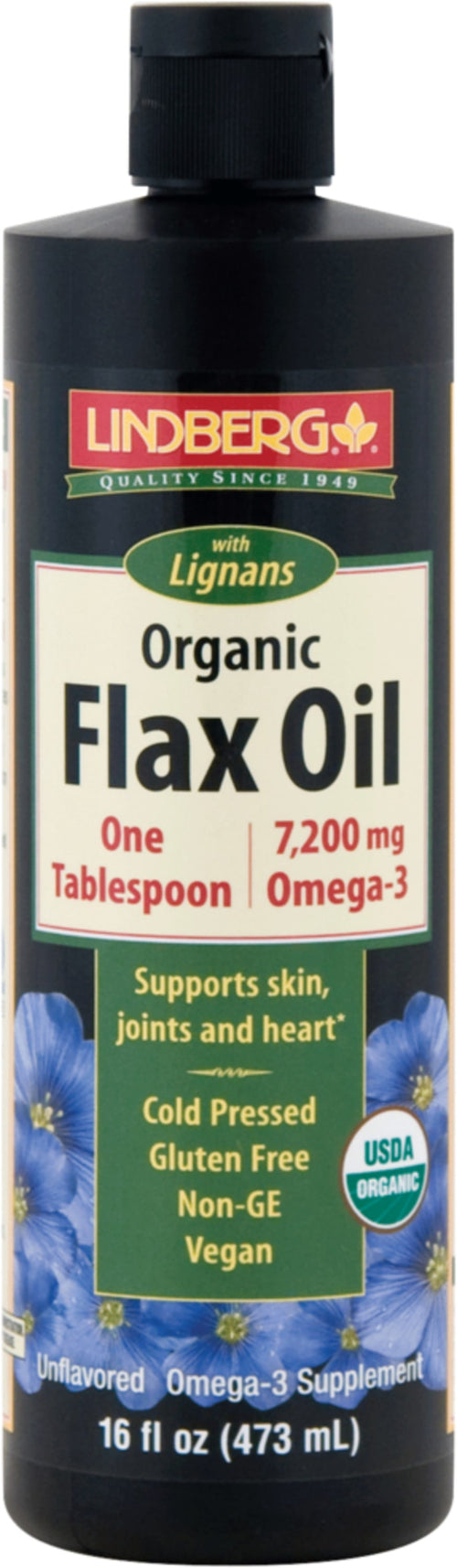 Ľanový olej s lignánmi (Organické) 16 fl oz 473 ml Fľaša    