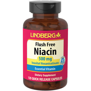 Niacina sin enrojecimiento de la piel  500 mg 120 Cápsulas de liberación rápida     