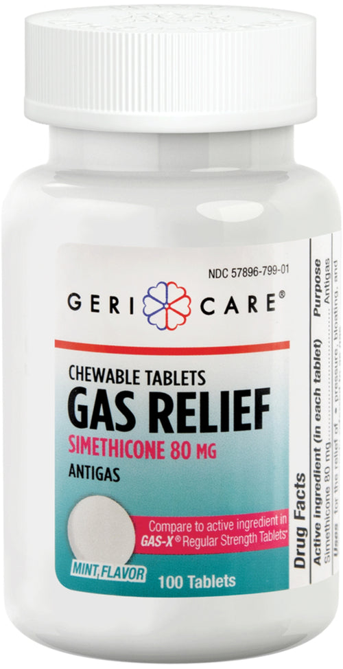 Gas Relief 80 mg žuvací (Simetikón) Porovnať s Gas-X 100 Çeynənilən Tabletlər     