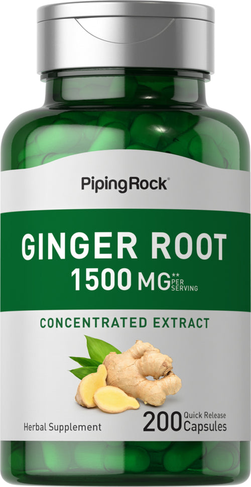 Ginger Root, 1500 mg (per serving), 200 Quick Release Capsules Bottle