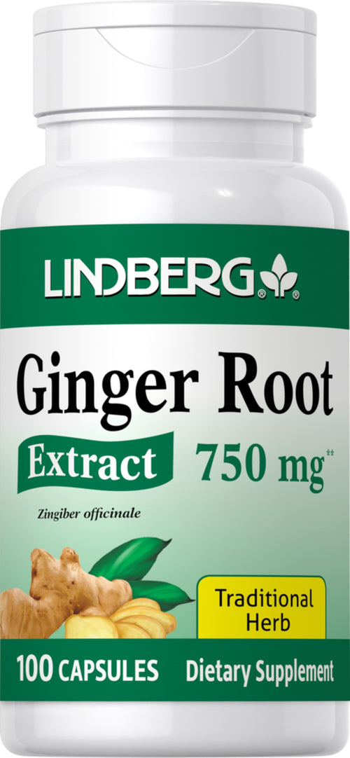 Ginger Root Extract, 750 mg, 100 Capsules Bottle