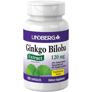 Ginkgo Biloba Standardized Extract, 120 mg, 60 Capsules