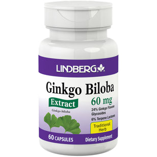 สารสกัด Ginkgo Biloba สารสกัดแบบมาตรฐาน 60 mg 60 แคปซูล     