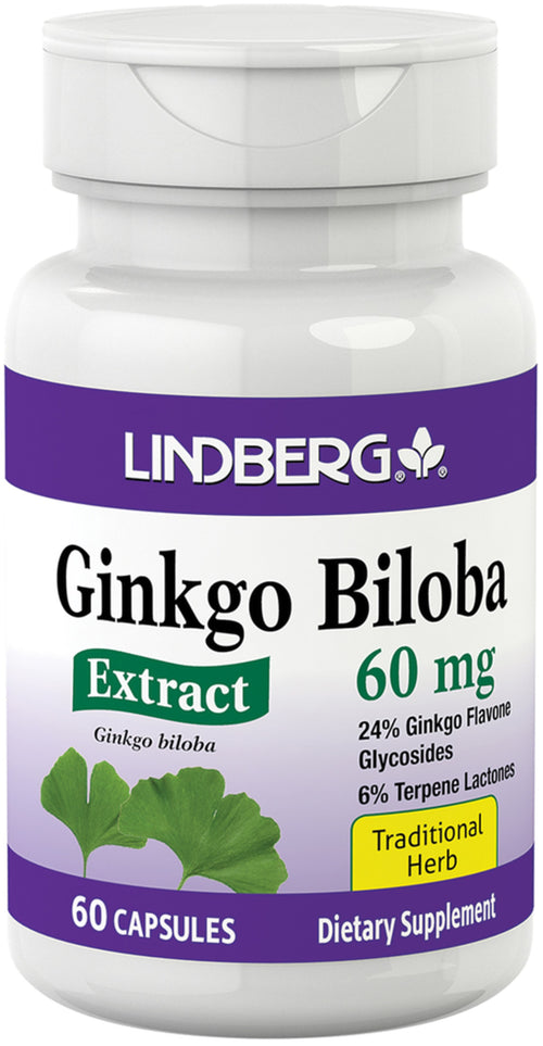 Extrato de Ginkgo Extrato Normalizado 60 mg 60 Cápsulas     