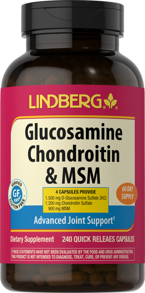 Glucosamin Chondroitin og MSM 240 Hurtigvirkende kapsler       
