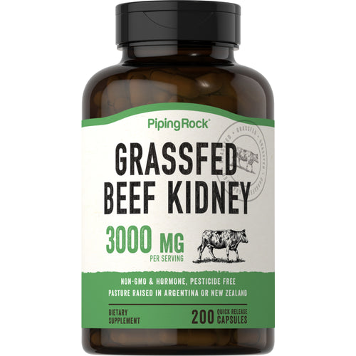 Raw Kidney Glandular 3000 mg (pro Portion) 200 Kapseln mit schneller Freisetzung     