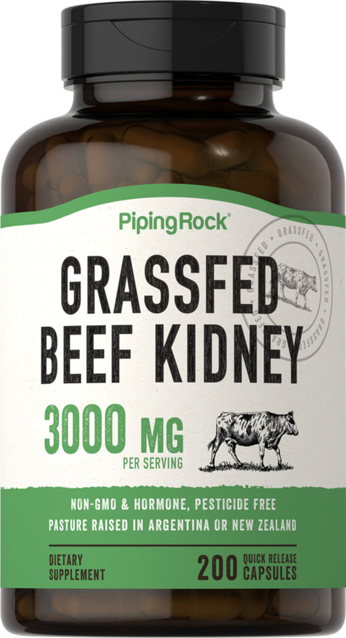 Raw Kidney Glandular 3000 mg (ต่อการเสิร์ฟ) 200 แคปซูลแบบปล่อยตัวยาเร็ว     