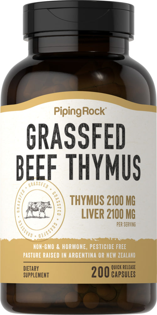 Grass Fed Beef Thymus, 2100 mg, 200 Quick Release Capsules Bottle