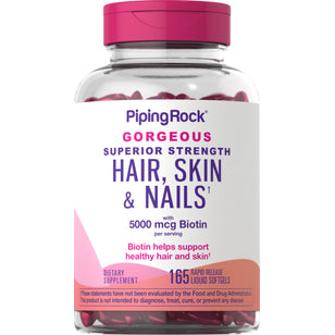Hair, Skin & Nails, lisänä arganöljyä 165 Nopeasti vapautuvia nestemäisiä softgel-tabletteja       