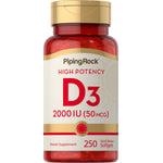 Vitamina D3 de mare putere 2000 IU 250 Geluri cu eliberare rapidă     