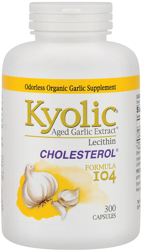 Выдержанный чесночный экстракт Kyolic (формула 104 для снижения уровня холестерина с лецитином) 300 Капсулы       